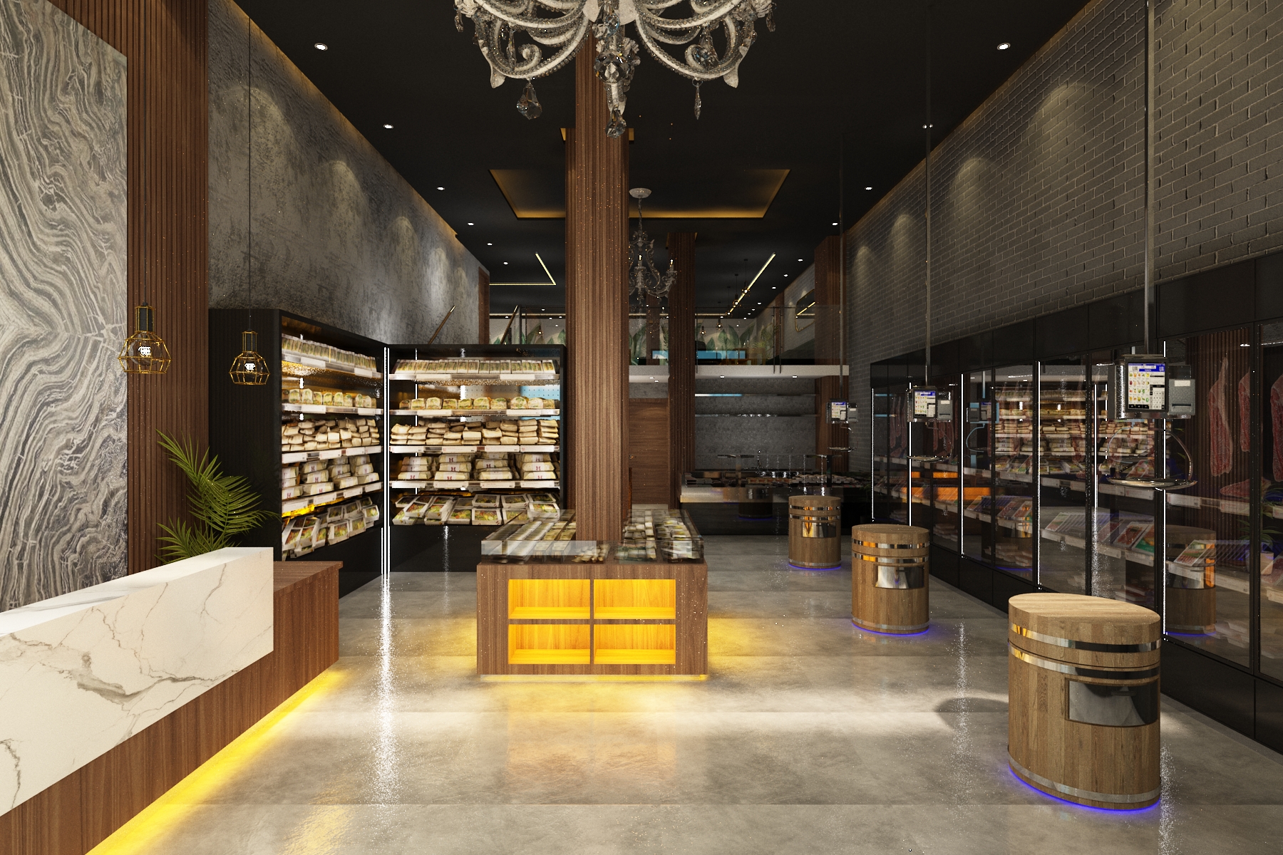 Épicerie fine – Architecte d’intérieur à Casablanca – Aménagement et design intérieur de boutique commerciale moderne et élégante