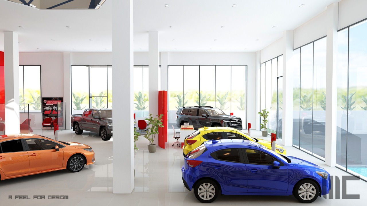 Showroom Toyota Rabat – Architecte d’intérieur au Maroc – Aménagement et design intérieur de concessionnaire automobile moderne et professionnel