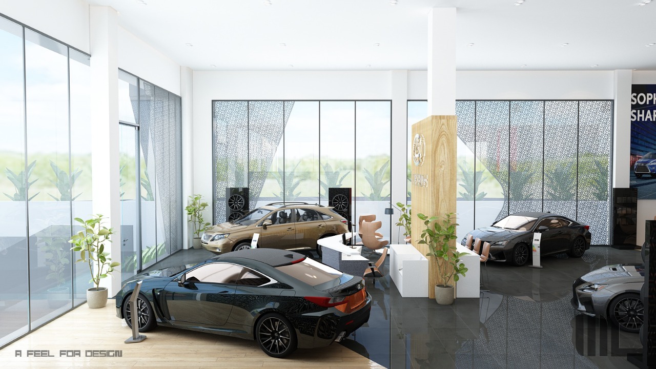 Showroom Toyota Rabat – Architecte d’intérieur au Maroc – Aménagement et design intérieur de concessionnaire automobile moderne et professionnel