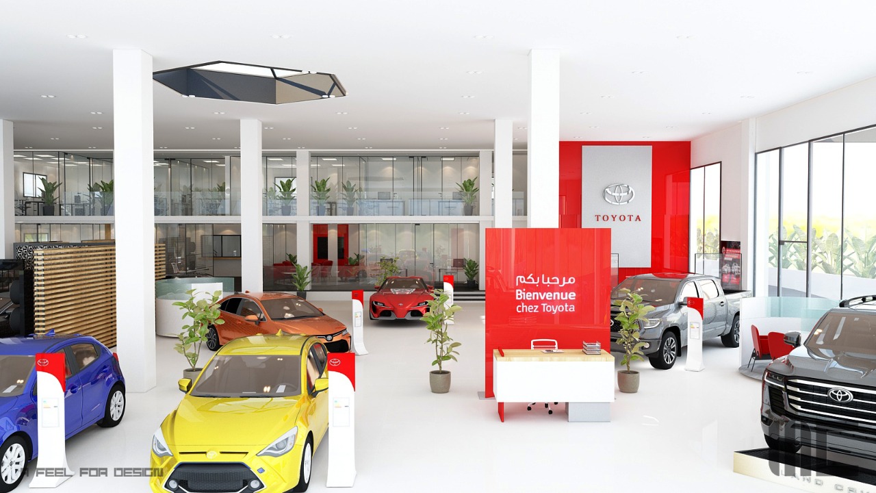 Showroom Toyota Rabat – Architecte d’intérieur au Maroc – Aménagement et design intérieur de concessionnaire automobile moderne et professionnel