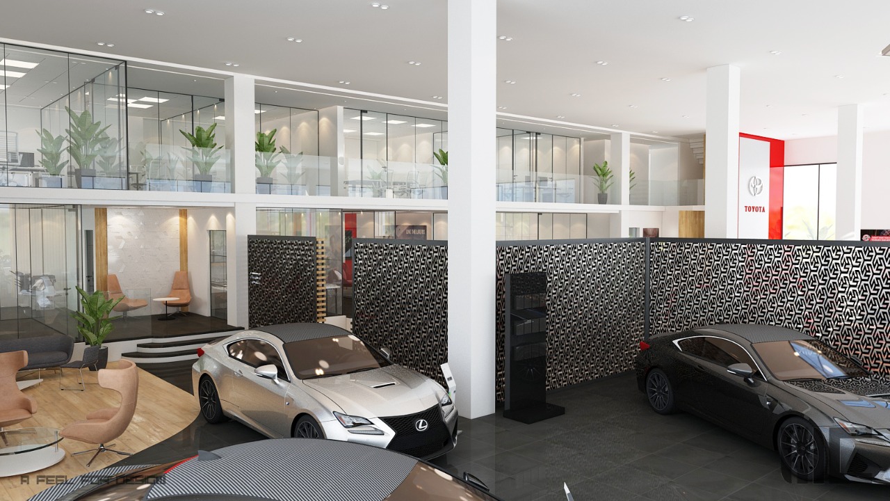 Showroom Toyota Rabat – Architecte d’intérieur au Maroc – Aménagement et design intérieur de concessionnaire automobile moderne et professionnel