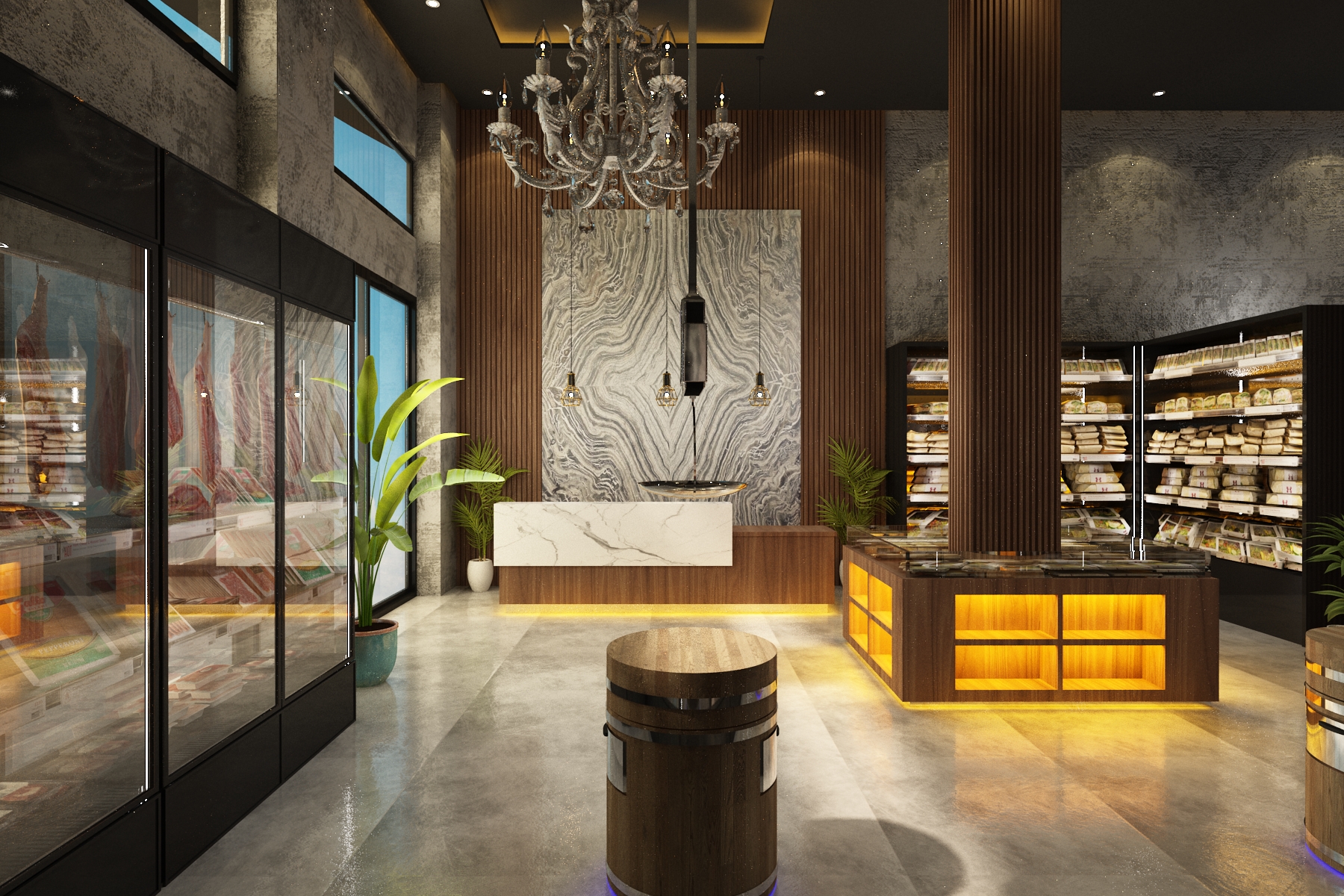 Épicerie fine – Architecte d’intérieur à Casablanca – Aménagement et design intérieur de boutique commerciale moderne et élégante