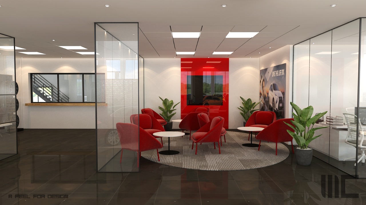 Showroom Toyota Rabat – Architecte d’intérieur au Maroc – Aménagement et design intérieur de concessionnaire automobile moderne et professionnel