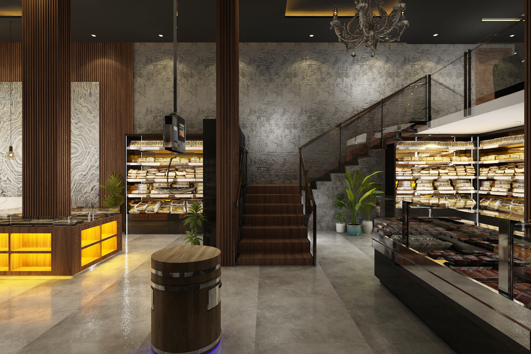 Épicerie fine – Architecte d’intérieur à Casablanca – Aménagement et design intérieur de boutique commerciale moderne et élégante