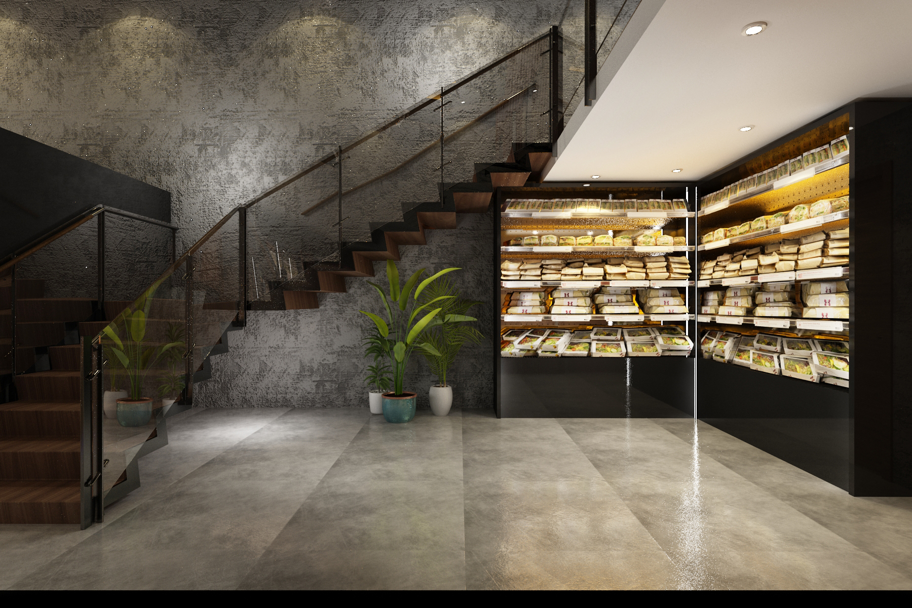 Épicerie fine – Architecte d’intérieur à Casablanca – Aménagement et design intérieur de boutique commerciale moderne et élégante