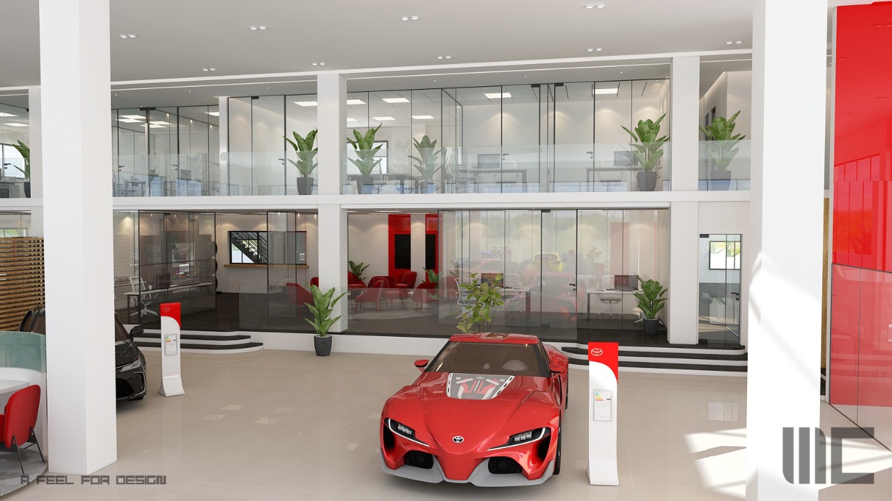 Showroom Toyota Rabat – Architecte d’intérieur au Maroc – Aménagement et design intérieur de concessionnaire automobile moderne et professionnel