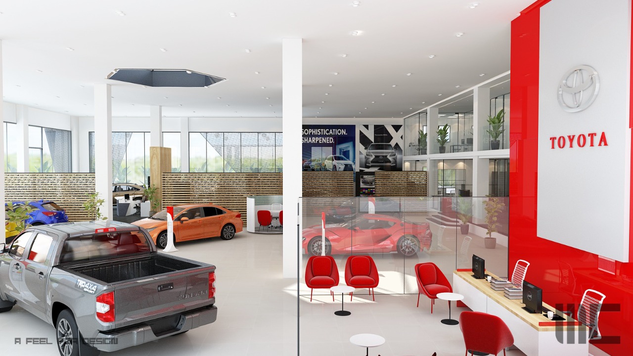 Showroom Toyota Rabat – Architecte d’intérieur au Maroc – Aménagement et design intérieur de concessionnaire automobile moderne et professionnel