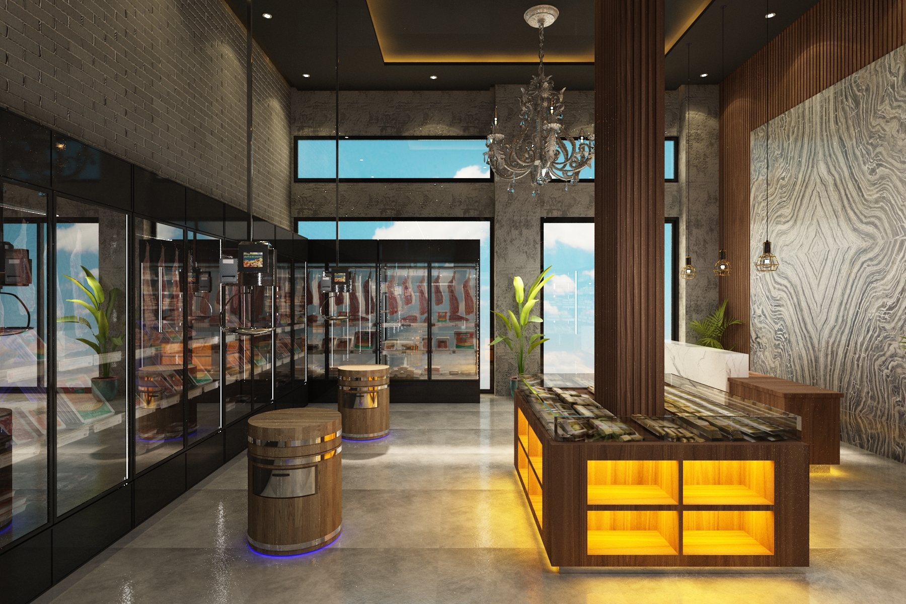 Épicerie fine – Architecte d’intérieur à Casablanca – Aménagement et design intérieur de boutique commerciale moderne et élégante