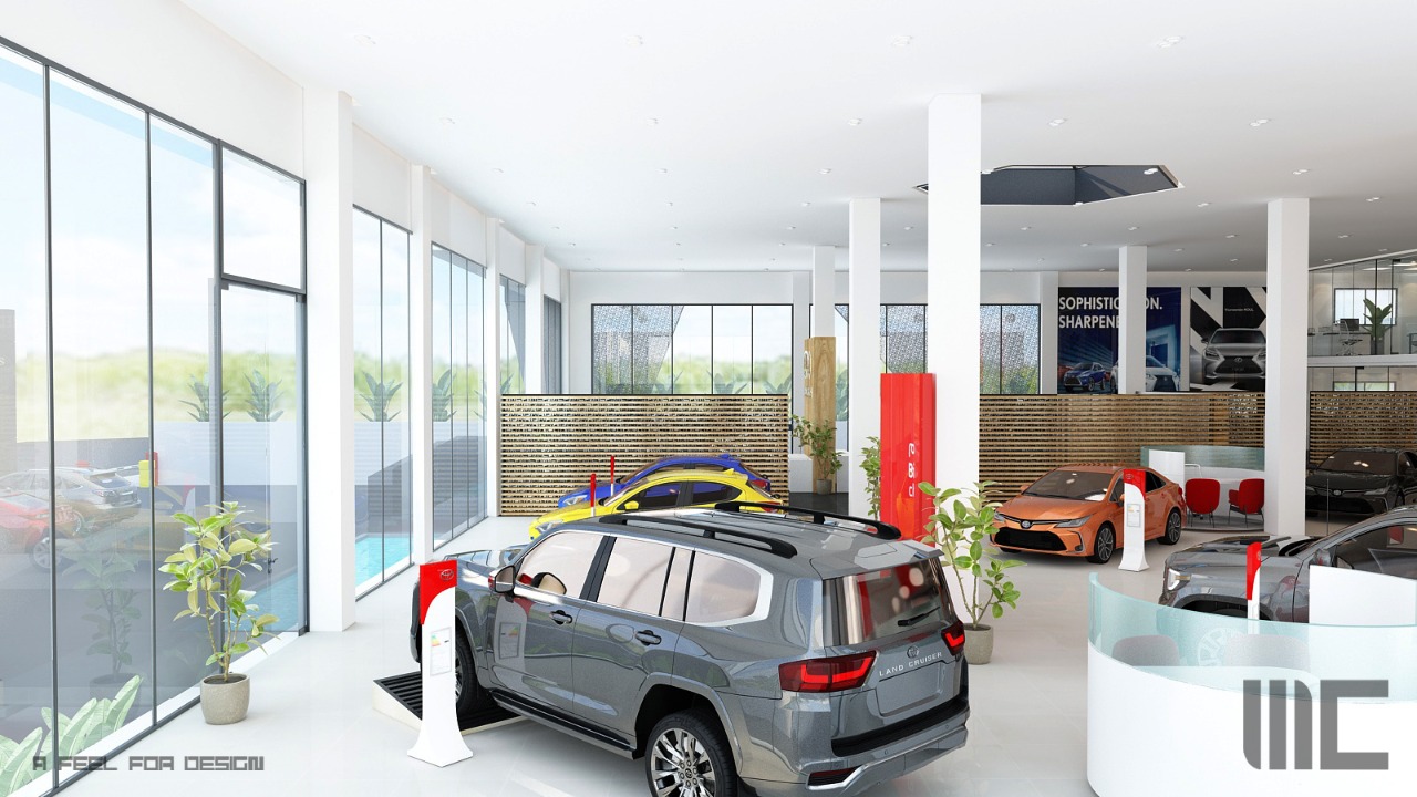 Showroom Toyota Rabat – Architecte d’intérieur au Maroc – Aménagement et design intérieur de concessionnaire automobile moderne et professionnel