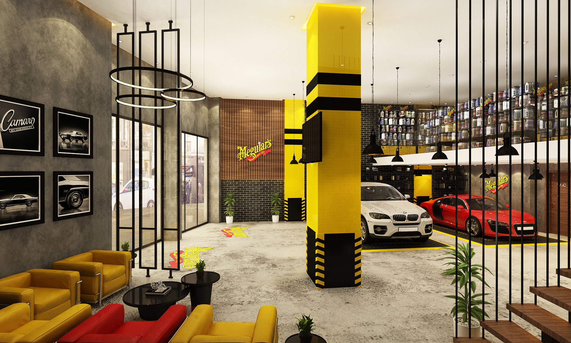 Centre de service Meguair’s – Architecte d’intérieur à Casablanca – Aménagement et design intérieur d’espace professionnel et commercial moderne