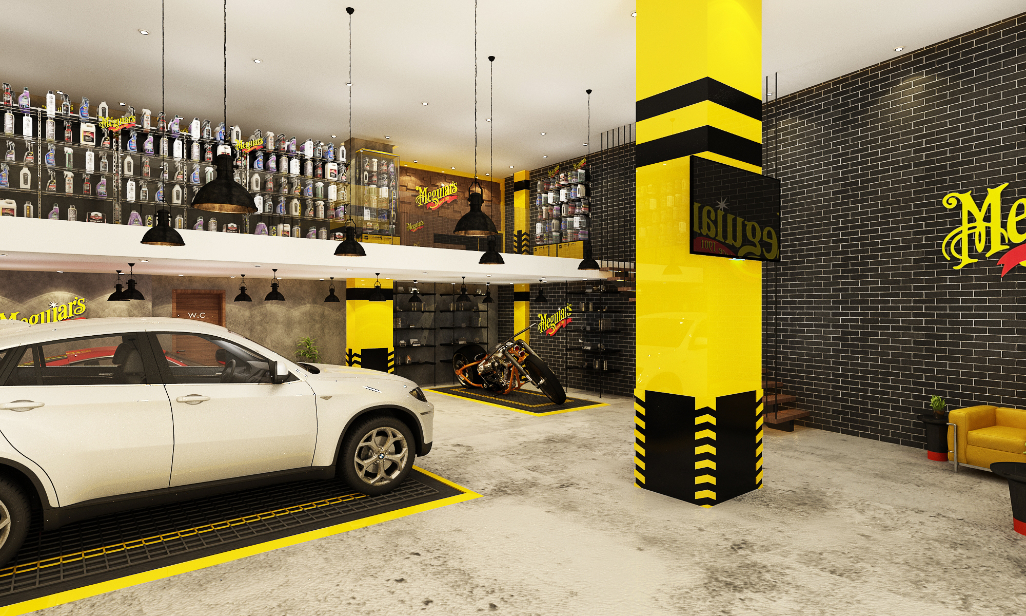 Centre de service Meguair’s – Architecte d’intérieur à Casablanca – Aménagement et design intérieur d’espace professionnel et commercial moderne