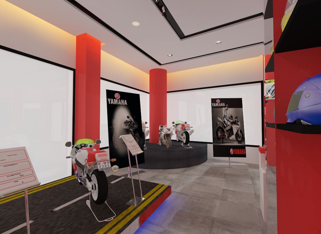 Showroom Yamaha – Architecte d’intérieur à Casablanca – Aménagement et design intérieur de showroom commercial moderne et premium