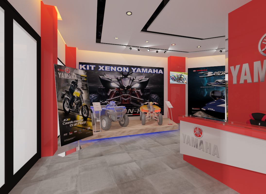 Showroom Yamaha – Architecte d’intérieur à Casablanca – Aménagement et design intérieur de showroom commercial moderne et premium