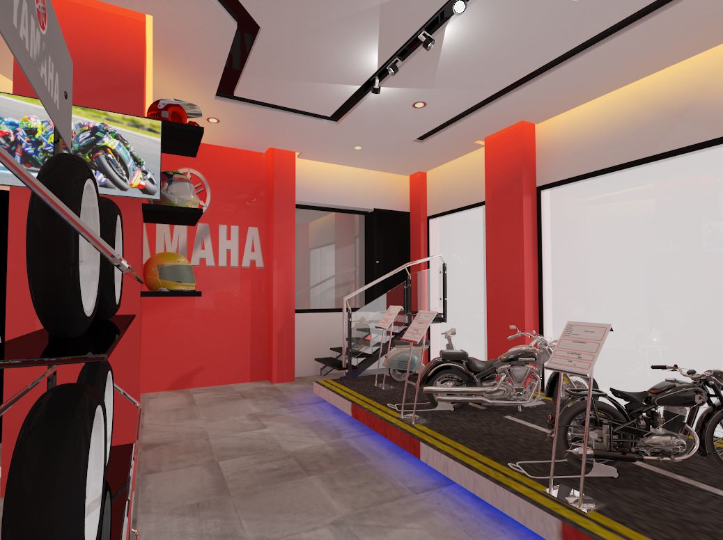 Showroom Yamaha – Architecte d’intérieur à Casablanca – Aménagement et design intérieur de showroom commercial moderne et premium