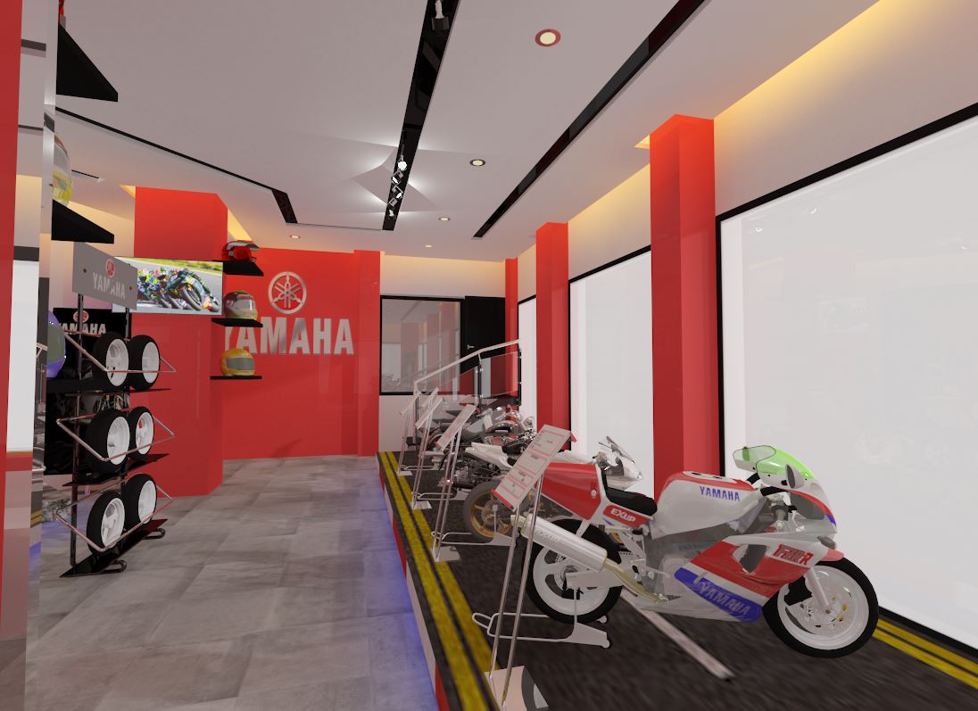 Showroom Yamaha – Architecte d’intérieur à Casablanca – Aménagement et design intérieur de showroom commercial moderne et premium