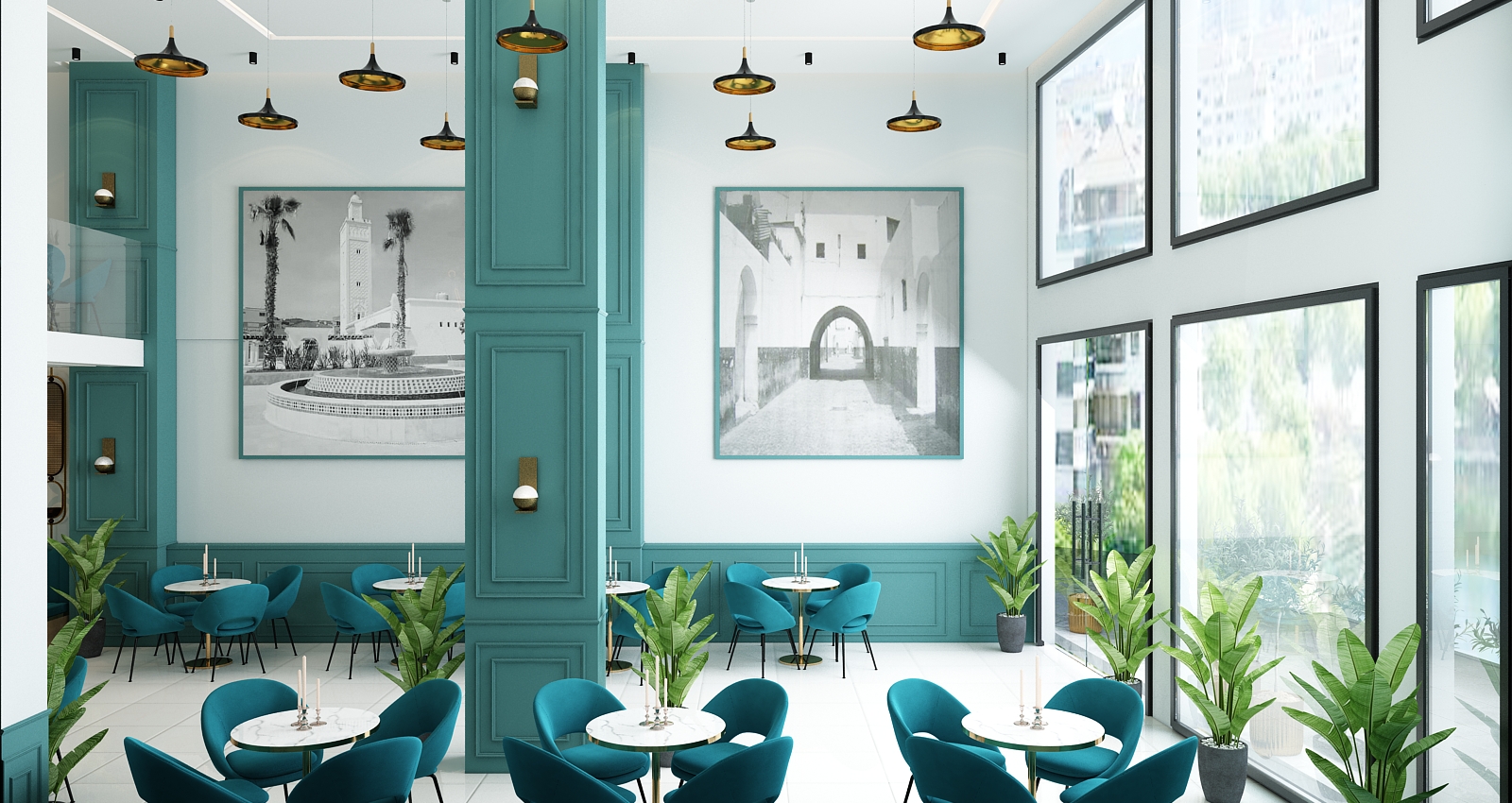 Café Hay Mouhammadi – Architecte d’intérieur à Casablanca – Aménagement et design intérieur de café moderne et chaleureux