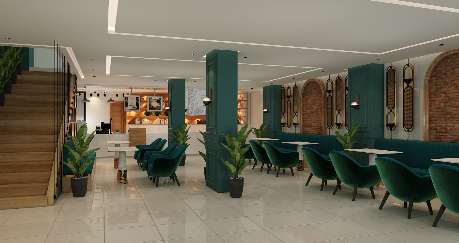 Café Hay Mouhammadi – Architecte d’intérieur à Casablanca – Aménagement et design intérieur de café moderne et chaleureux