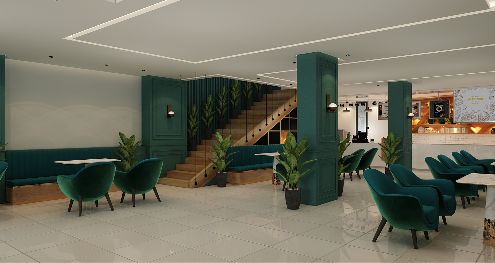 Café Hay Mouhammadi – Architecte d’intérieur à Casablanca – Aménagement et design intérieur de café moderne et chaleureux
