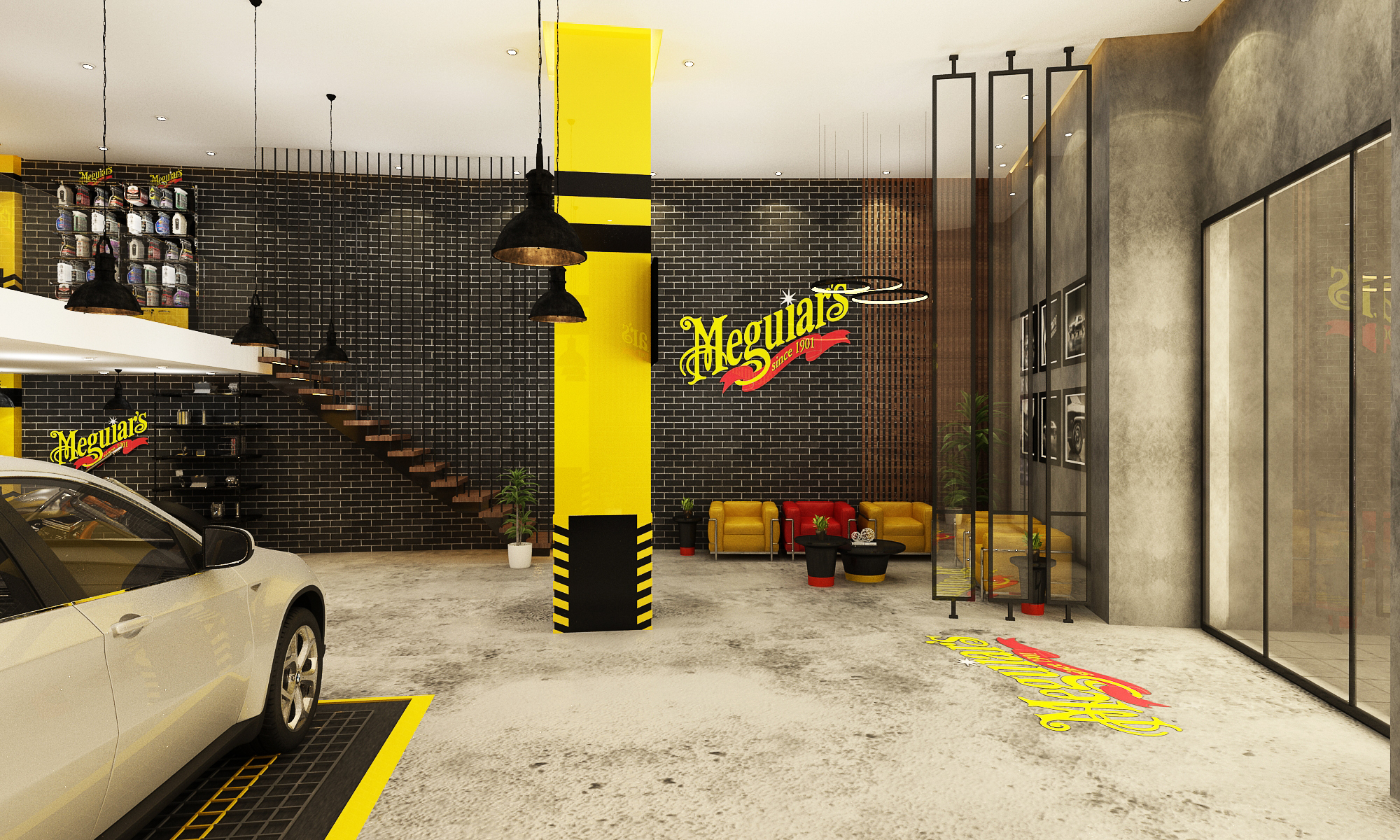 Centre de service Meguair’s – Architecte d’intérieur à Casablanca – Aménagement et design intérieur d’espace professionnel et commercial moderne